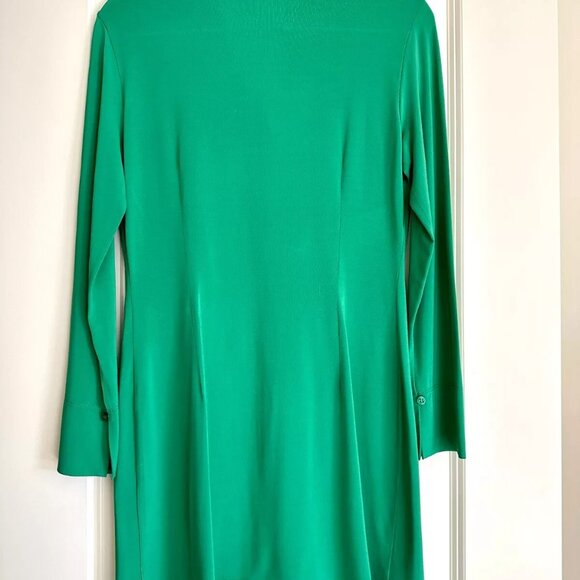 NWT THE ANDAMANE Ginevra Long Sleeve Mini Shirt Dress in Green Size 42 US 6 - Picture 6 of 7